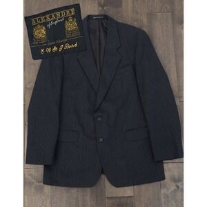 Alexandre of England Single Breasted Blazer Suit Mens‎ 40R Dark Grey Wool Jacket